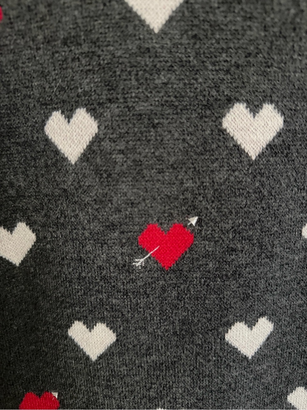 Ann Taylor Heart Print Charcoal Grey Boatneck Sweater L - Picture 6 of 9